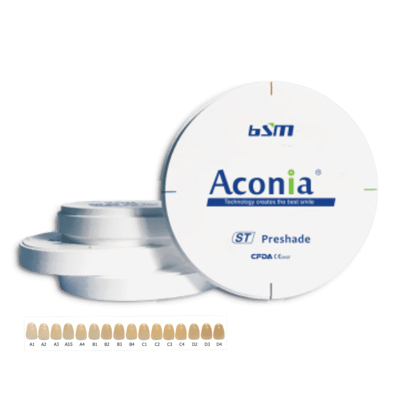 Disco Zirconia ST Pre-Shade 3D ZR 98 1 Aconia preshada dental, color c27, para restauraciones estéticas y duraderas en odontología.