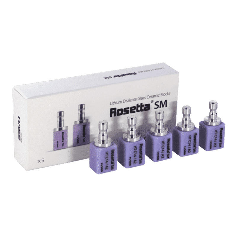 Rosetta® SM Mill Blocks LC C14 1 Rosetta SM bloques de cerámica de vidrio de bloqueo para odontología, esenciales en equipos y suministros dentales.