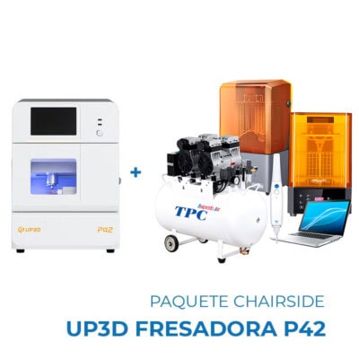 Alta calidad en equipo dental, incluyendo fresadora UP3D P42 y compresor TPC para clínicas odontológicas profesionales.