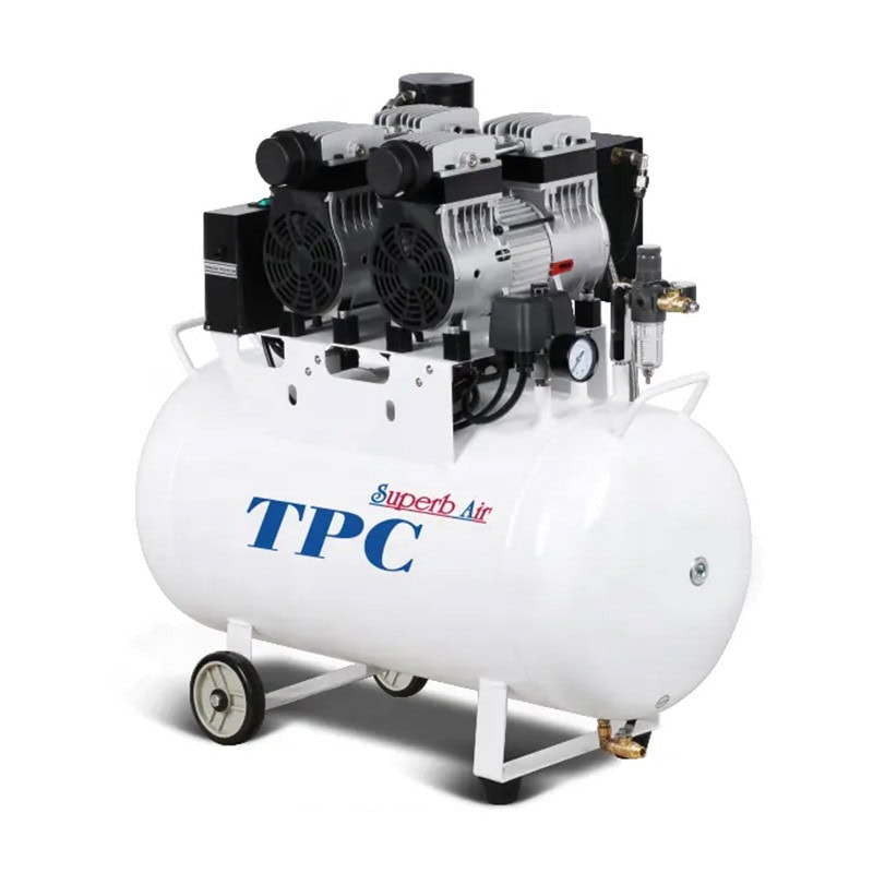 Compresor TPC SuperbAir DC702D con secado 1 Compresor de aire para consultorio dental, equipo de alta eficiencia y durabilidad. Ideal para anestesia y herramientas dentales, fácil de transportar y mantener.