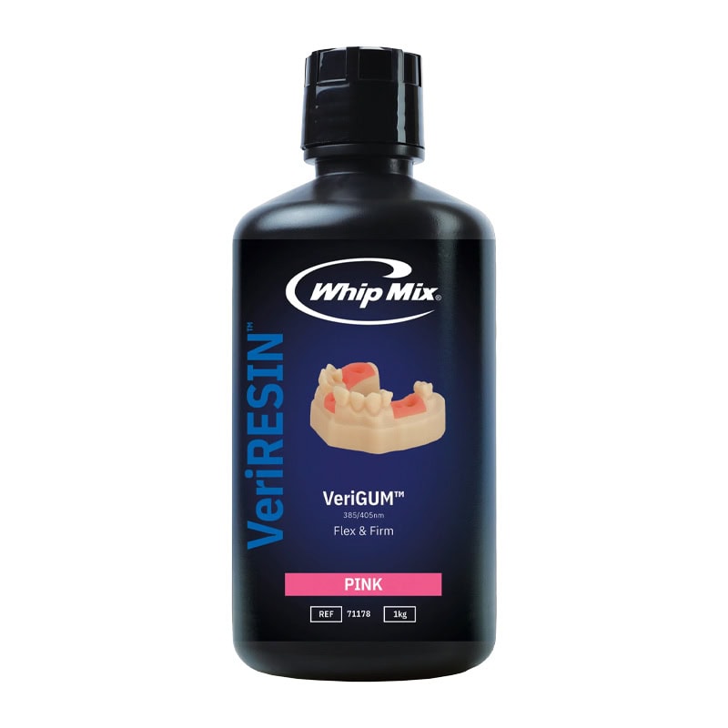 VeriGUM™ 1kg 1 Protector de dentadura Pink Whip Mix verigum para prótesis dentales, ayuda a mantener la flexibilidad y firmeza, ideal para el cuidado de prótesis dentales en clínicas y consultorios odontológicos.