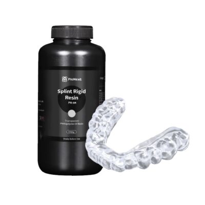 Resina de respaldo dental rígida en envase negro con tapa, diseñada para uso en procedimientos dentales.